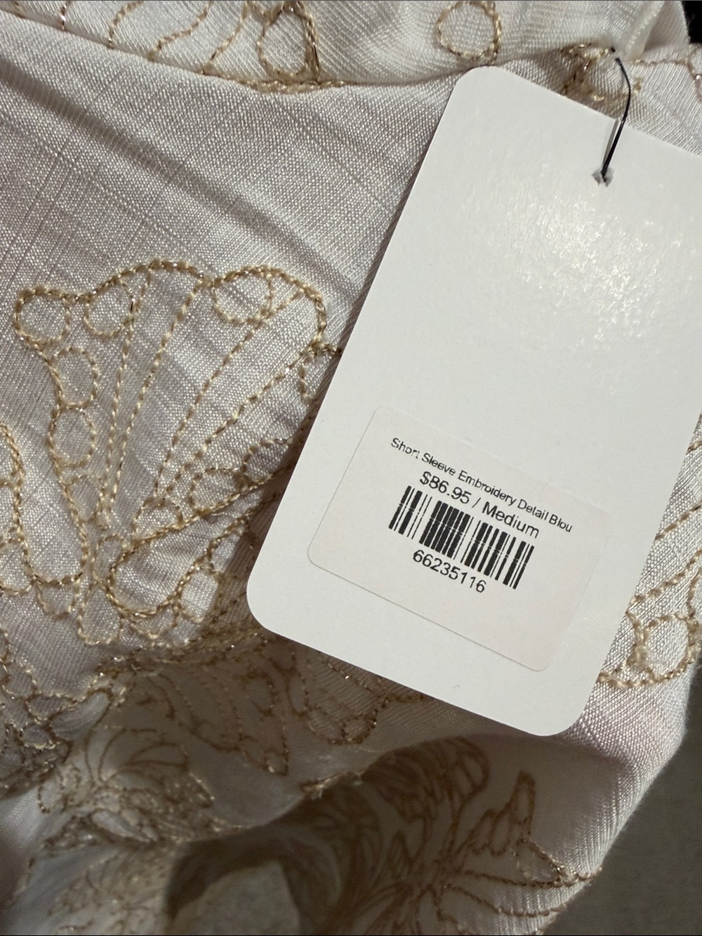 THML White Blouse with Metallic Gold Butterfly Embroidery NWT - Picture 3 of 3